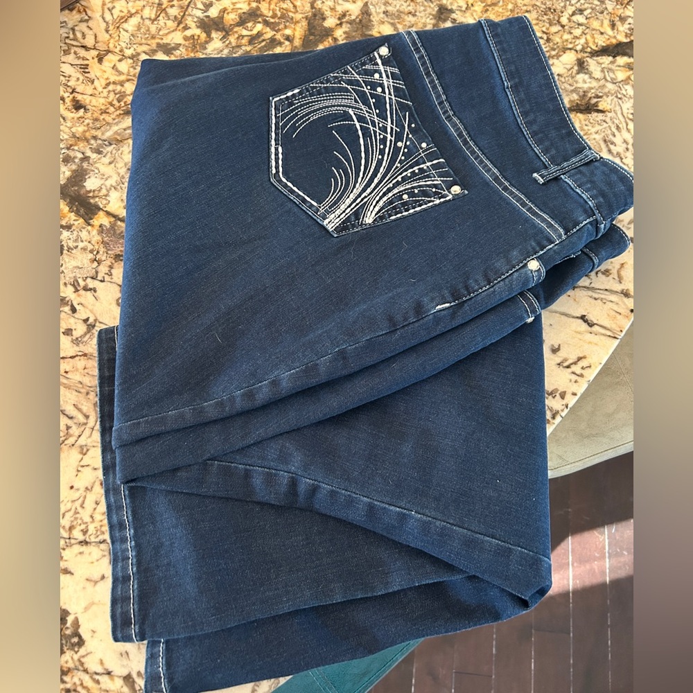 CJ Banks Dark Blue Boot Cut Jeans with Pocket Detail